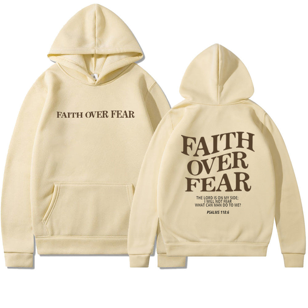 Sudadera con capucha cristiana Faith Over Fear, sudadera cristiana, sudadera con capucha de Jesús, sudadera con capucha de moda, camiseta con versículo bíblico, ropa estética unisex