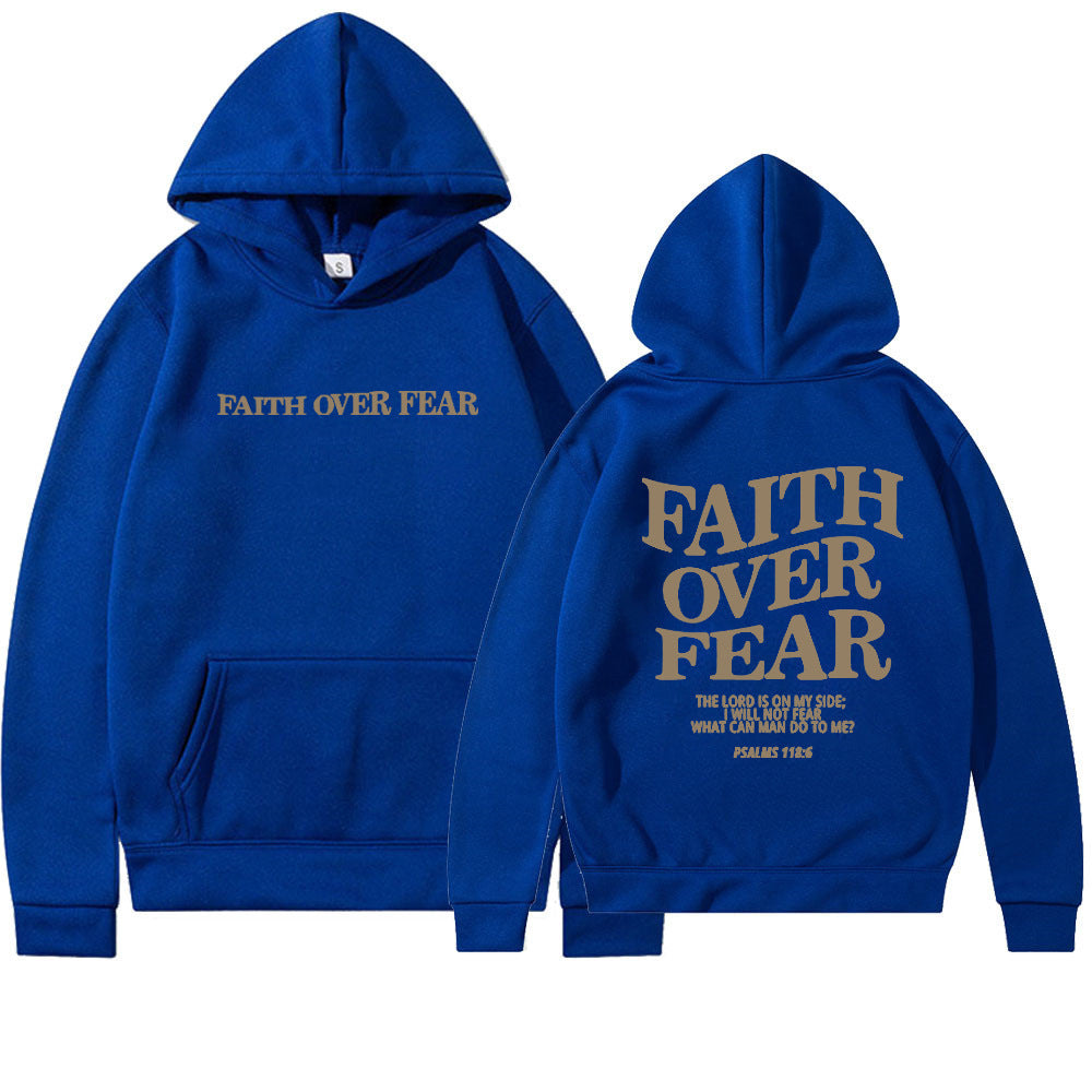 Sudadera con capucha cristiana Faith Over Fear, sudadera cristiana, sudadera con capucha de Jesús, sudadera con capucha de moda, camiseta con versículo bíblico, ropa estética unisex