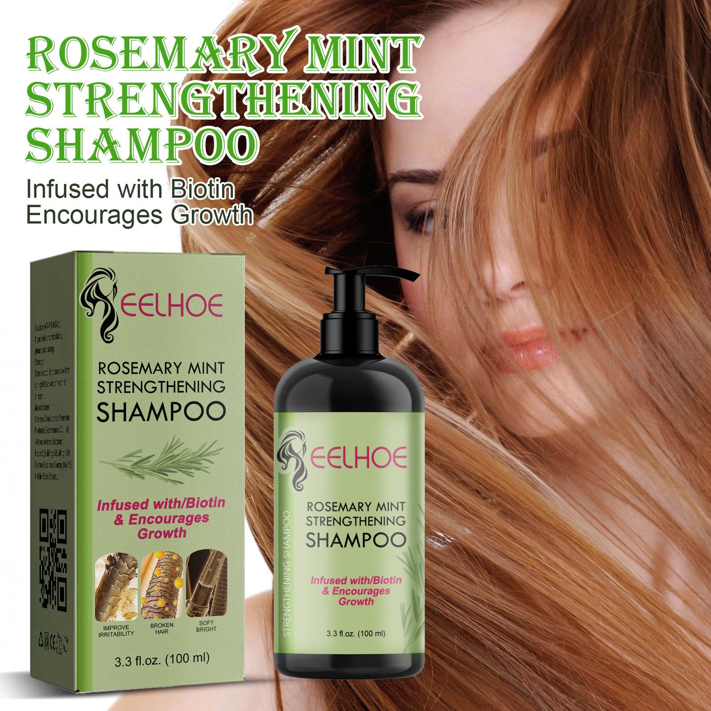 Rosemary Mint Shampoo Moisturizing Supple Hair Repair Dry Frizz Refreshing Shampoo Hair Care