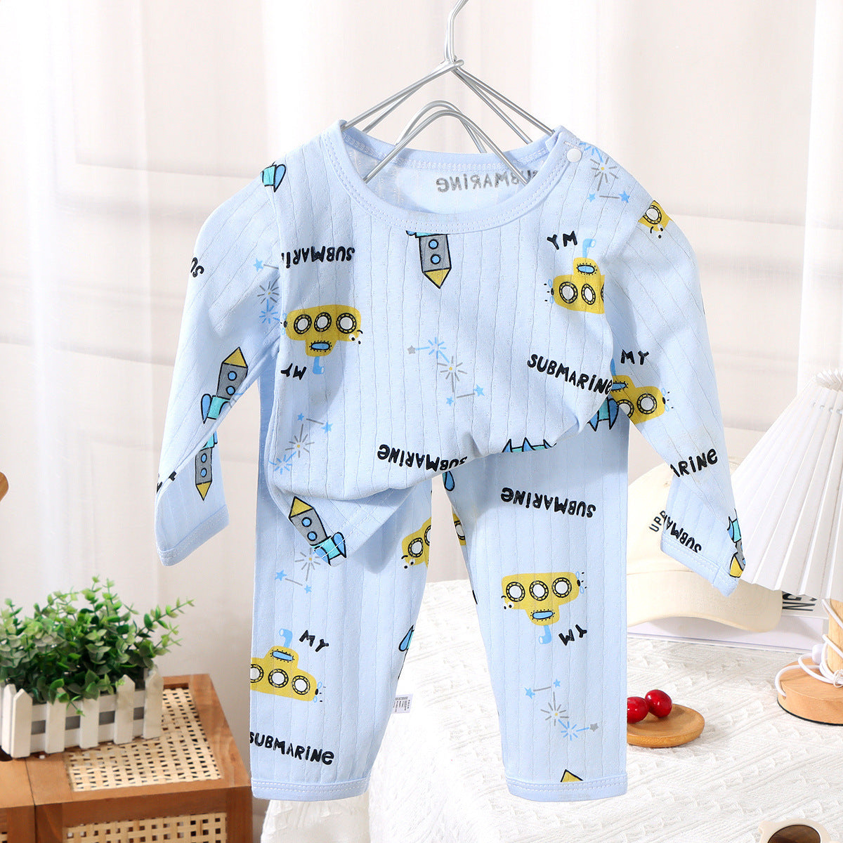 Conjunto de pijama infantil de algodón para el hogar de verano para bebés